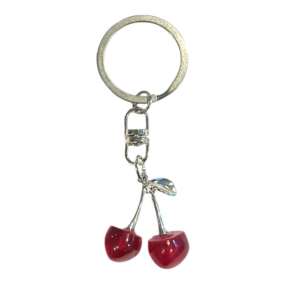 The Unbranded Brand Accessories - New Red Cherry Clip-On Metal Keychain Charm Backpack Purse Accessory Swivel